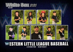 Team photo of the 2020 Wee Ball White Sox Team, a member of the Western Little League.